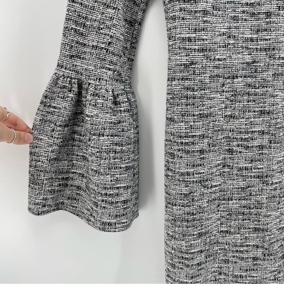 Banana Republic Women’s Sheath Dress Black White Tweed Bell Sleeve V Neck S - Picture 3 of 6